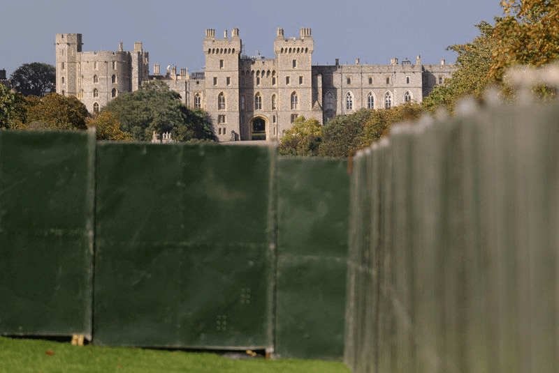 Security barriers installed at Windsor Castle ahead of a high-profile UK state visit show heightened security measures
